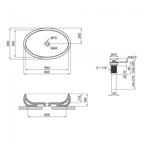 Умывальник Qtap Leo 600х400х155 White с донным клапаном QT11117060GW