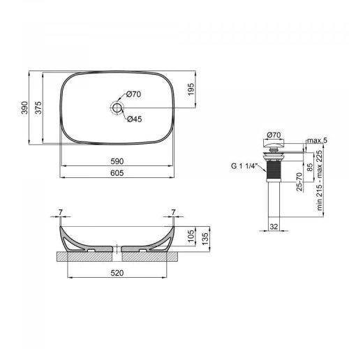 Умывальник Qtap Cardinal 600х380х140 White с донным клапаном QT04117060TW