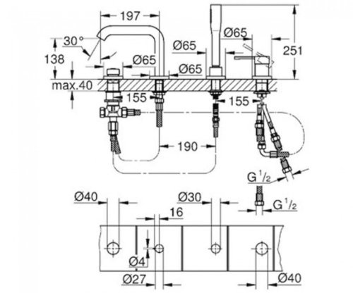 Смеситель для ванны Grohe Essence New 19578GL1