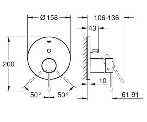 Смеситель скрытого монтажа Grohe Essence New 24058GL1