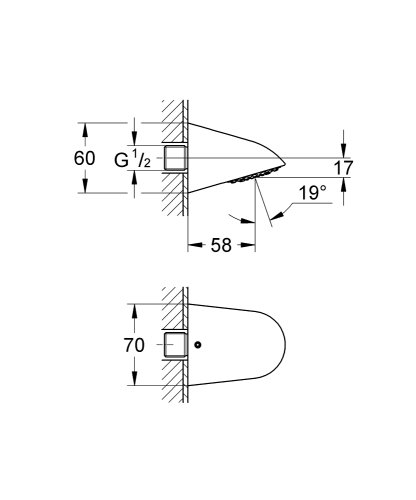 Верхний душ Grohe Relexa 70 28002000