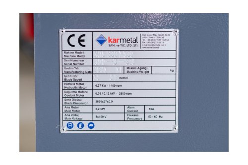 Полуавтоматическая ленточная пила по металлу Karmetal KDG 300x500