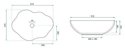 Умивальник REA PEARL BLACK GOLD REA-U0692