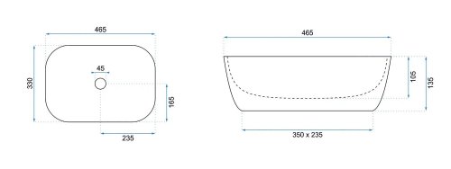 Умивальник REA BELINDA GOLD EDGE REA-U8736