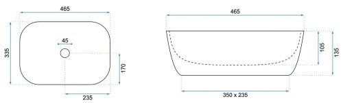 Умывальник REA BELINDA BLACK MARBLE MAT REA-U8908