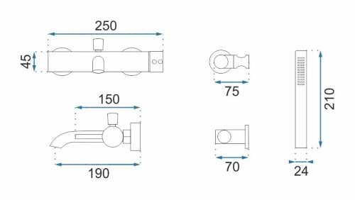 Змішувач для ванни REA LUNGO L. GOLD REA-B6635