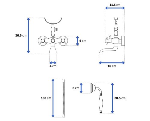 Змішувач для ванни REA RETRO OLD BLACK REA-B0224