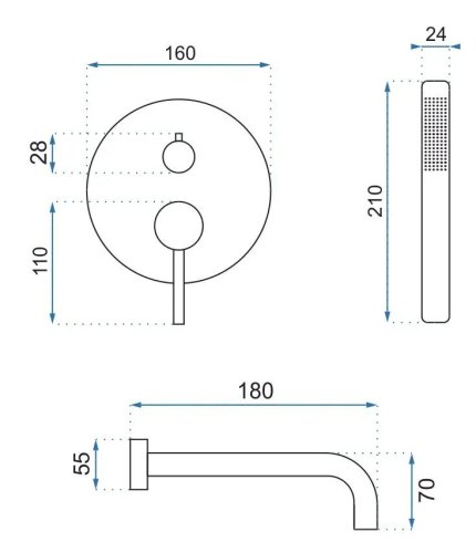 Смеситель скрытого монтажа REA LUNGO L. GOLD + BOX REA-P4563