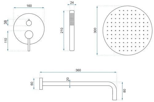 Душевая система REA LUNGO GOLD MATT + BOX REA-P4160