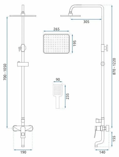 Душевая система REA HASS GOLD MATT REA-B9972