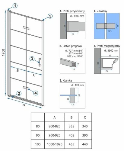 Душевая дверь REA MOLIER BLACK 80 REA-K8537