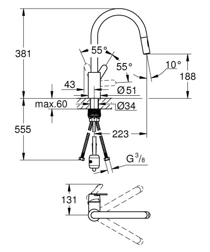 Однорычажный смеситель для мойки Grohe QuickFix Get 31484001