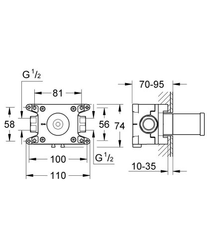 Встраиваемый механизм для подключения душевого шланга Grohe Grohtherm F 35034000