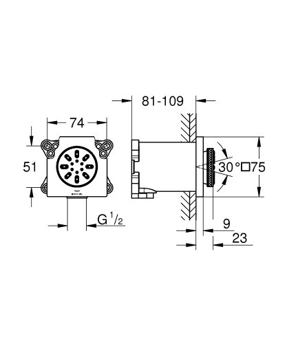 Боковой душ Grohe Rainshower AQUA 75 26802000