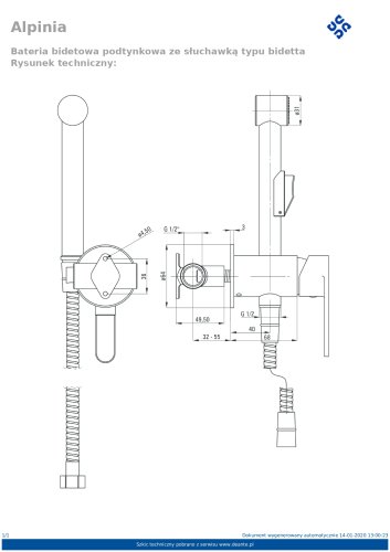 Смеситель + гигиенический душ Deante Alpinia BGA_034M