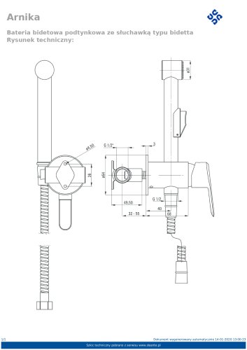 Змішувач + гігієнічний душ Deante Arnika BQA_034M