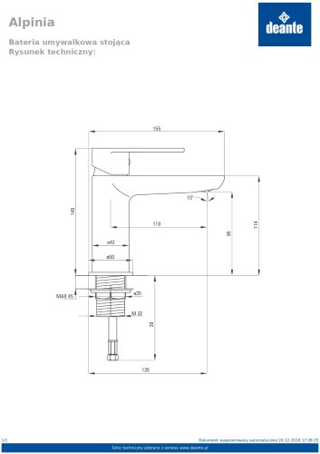 Смеситель для умывальника Deante Alpinia BGA_021M