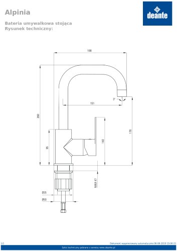 Змішувач для умивальника Deante Alpinia BGA_024M