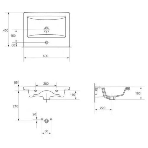 Тумба KAST AFINA 60 см с раковиной Como 60