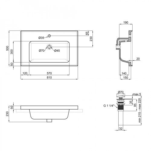 Умывальник Qtap Albatross A 800х500х230 White с донным клапаном QT01115080AW