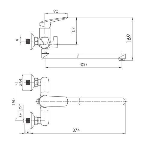 Смеситель для ванны с душевым набором Imprese Praha New SET20220123