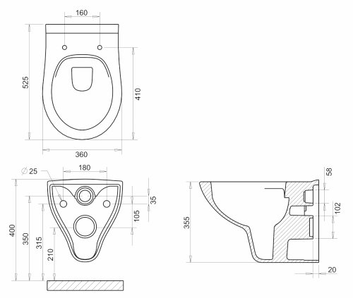 Унитаз подвесной Imprese Netka Rimless с065048