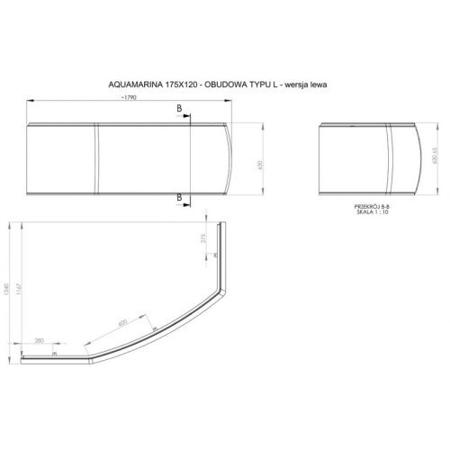 Панель для ванны Roca Aquamarina 175x120 L A25T079000