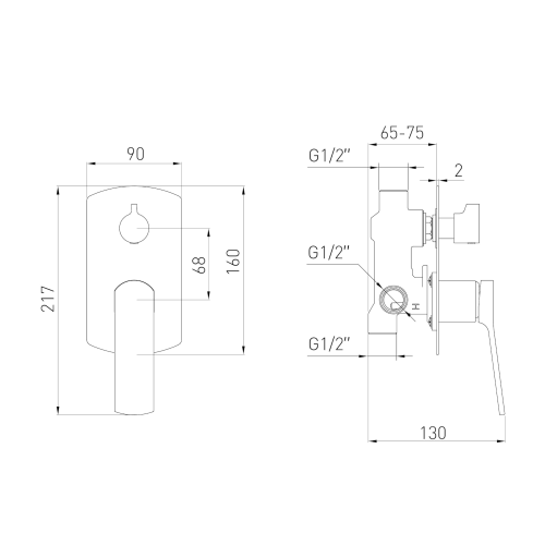 Змішувач прихованого монтажу Volle Solo 1510.031401