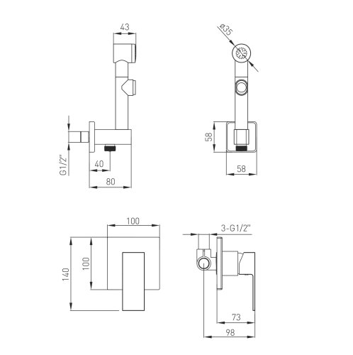 Змішувач прихованого монтажу Volle Leon De la Noche 1511.160104
