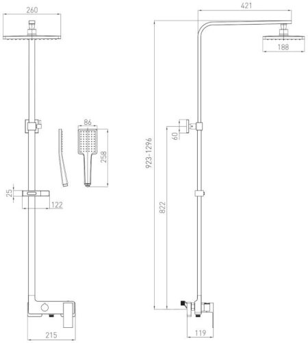Душевая система Volle Sistema L 1582.090204