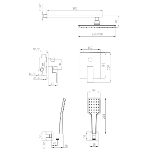 Душевая система Volle Sistema L 1582.090304