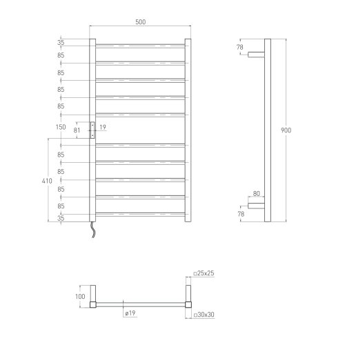Полотенцесушитель Volle Campo 50х90 L 9210.000107