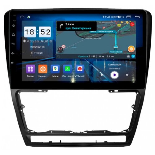 Штатная магнитола Abyss Audio QS-0117 для Skoda Octavia A5 2004-2013 Android 10 Q