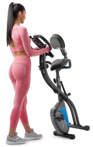 Велотренажер магнітний Hop-Sport HS-3010X Grix X-Bike з еспандерами чорно-синій