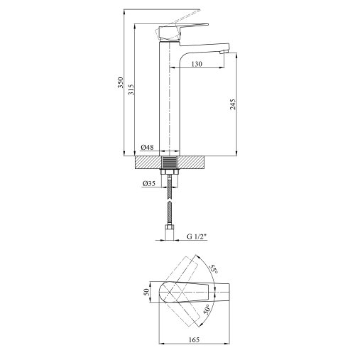 Смеситель для умывальника Kroner (KRP) Enzo-C010-3 CV023602