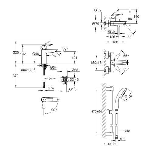 Набір змішувачів Grohe QuickFix Start UA202301ME