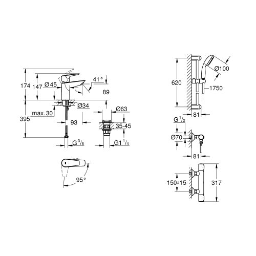 Набор смесителей Grohe QuickFix StartEdge UA202503TE