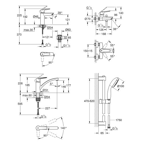 Набір змішувачів Grohe QuickFix Start UA202301KE