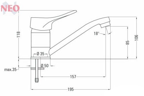 Смеситель для умывальника Neo Vero BOW_026M