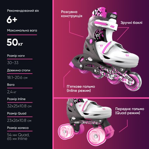 Ролики Neon Combo Skates Сайбер NT30P4 (Размер 30-33)