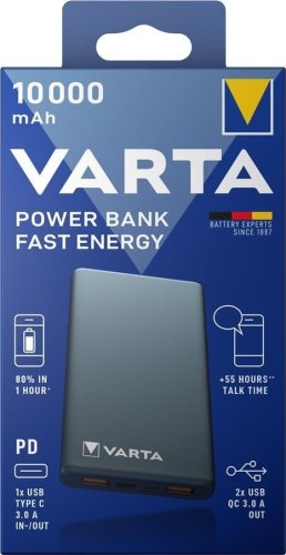 Портативний зарядний пристрій Power Bank Varta Fast Energy 10000mAh Gray