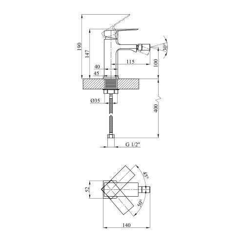 Смеситель для биде Kroner KRP Harz - C020 CV023614
