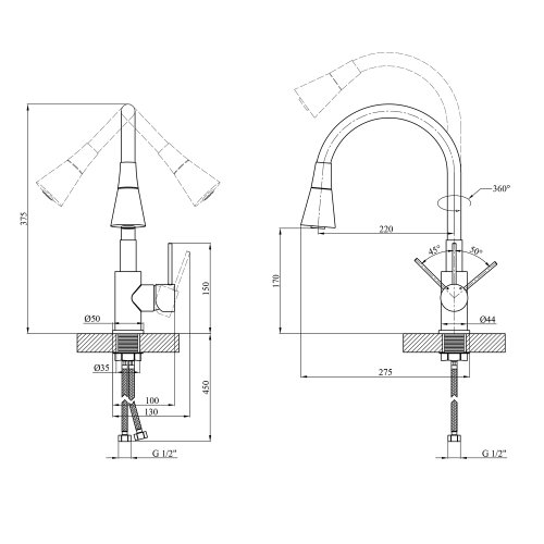 Смеситель для кухни Kroner KRP K?che - C031BLK CV024338