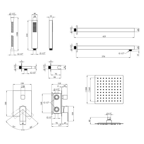 Душевая система Kroner KRP Edelstahl Kubus - ESG082 CV029971