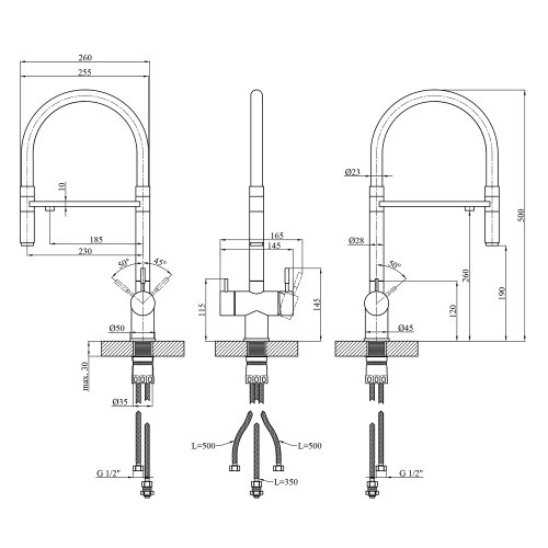 Смеситель для кухни с подключением к фильтру Kroner KRP Edelstahl Klassisch - ESG03815WHI CV027935