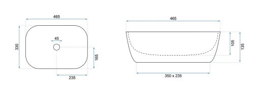 Умывальник REA Belinda Black Gold Edge REA-U8796