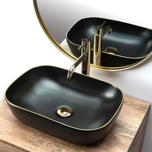 Умывальник REA Belinda Black Matt Gold Edge REA-U9659