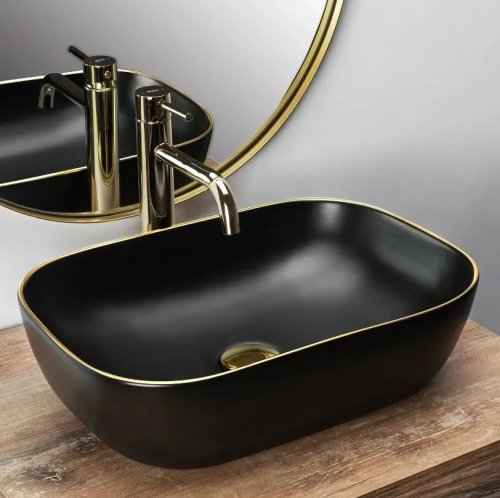 Умывальник REA Belinda Black Matt Gold Edge REA-U9659