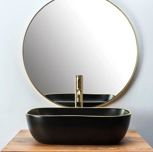 Умывальник REA Belinda Black Matt Gold Edge REA-U9659