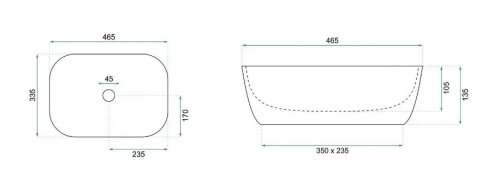 Умывальник REA Belinda Black Matt Gold Edge REA-U9659